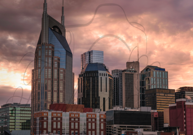 Sunset Adorns Nashville's Batman Building